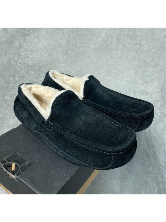 UGG Men\'s 8 Black Suede Moccasin Slippers With Shearling Lining Cozy S171 main image 8